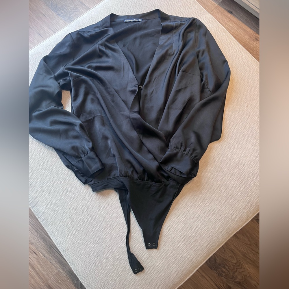 Abercrombie Black Silk Bodysuit - Size XL